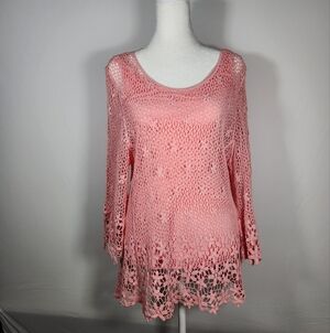 V Cristina Crochet Lagenlook Cottage 2 Pices Set .Embellished Ruffled Tunic
